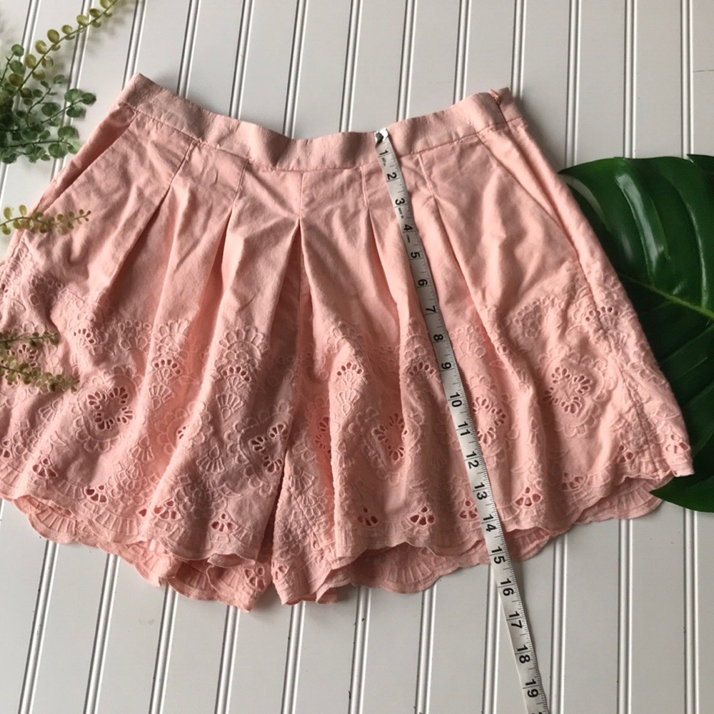 J. Crew eyelet shorts paper bag pink high waist pleated - Picture 7 of 9